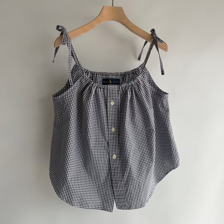 Ribbon gather camisole (Navy)