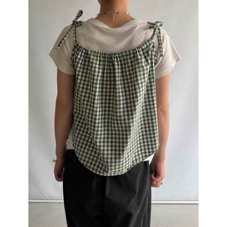 Ribbon gather camisole (Green)