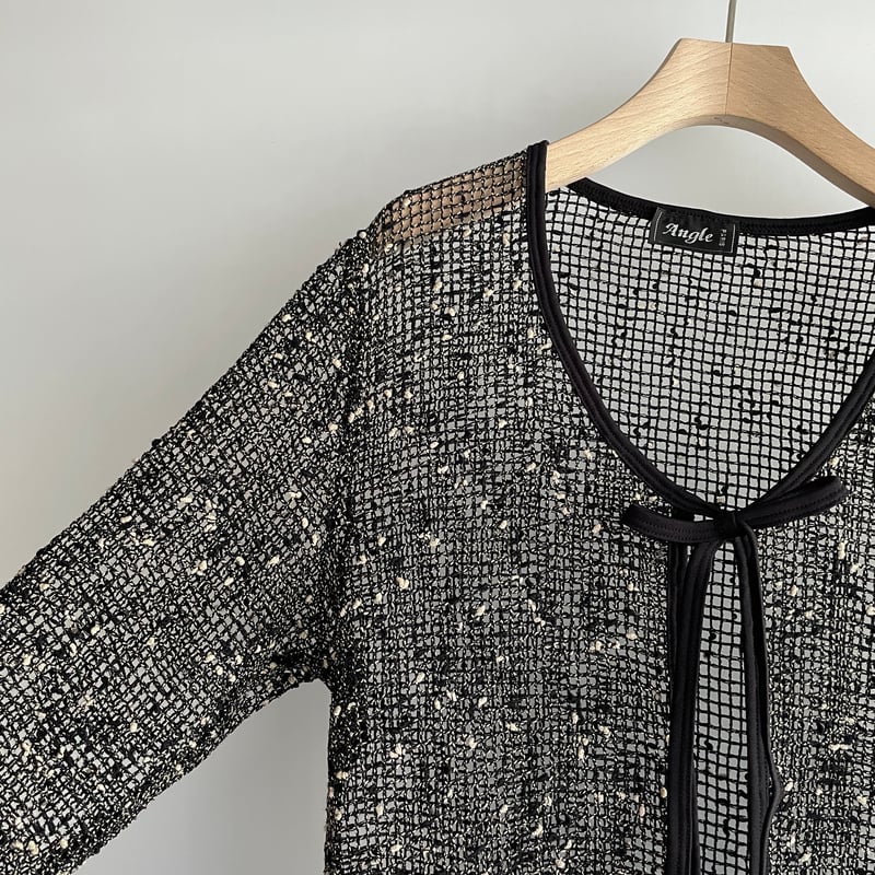 ‼️新品未開封‼️pois double mesh Cardigan【ブラック】 pois double mesh Cardigan【black】