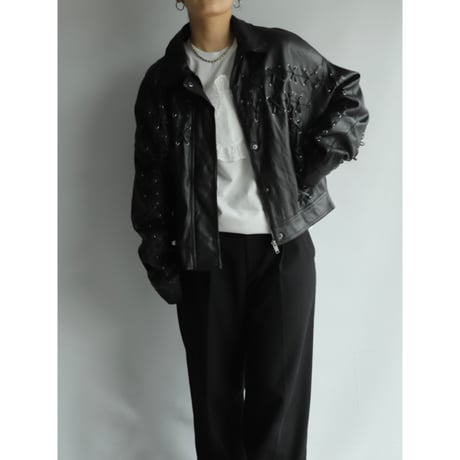 Lace-up PU leather jacket