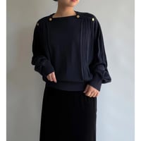 Gold button pleated knit