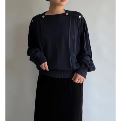 Gold button pleated knit