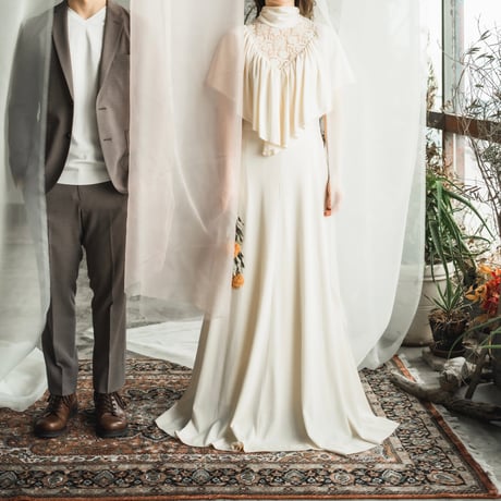 【RENTAL】High neck gathered dress