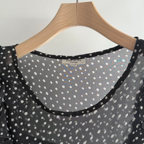 Dot pattern sheer frill tops