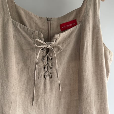 Lace-up linen dress