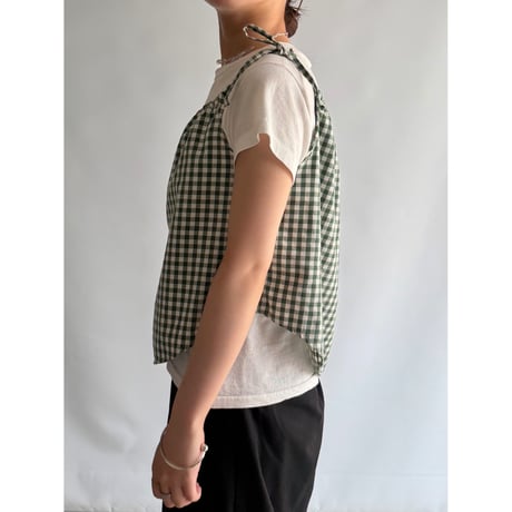 Ribbon gather camisole (Green)