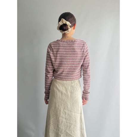 Border short length cardigan