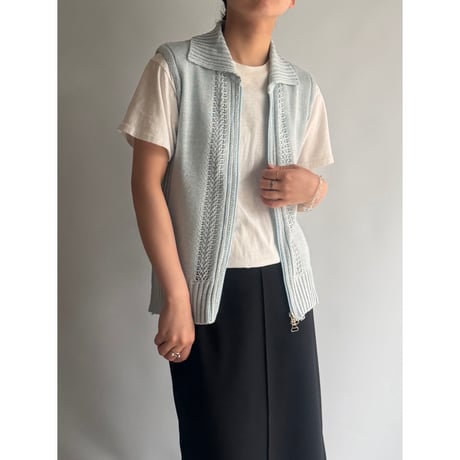 Openwork double zip vest