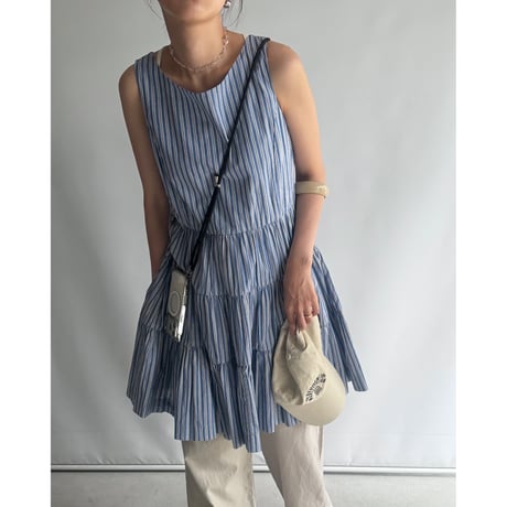 Striped tiered mini dress