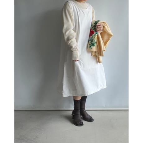 white cotton sleeveless one-piece