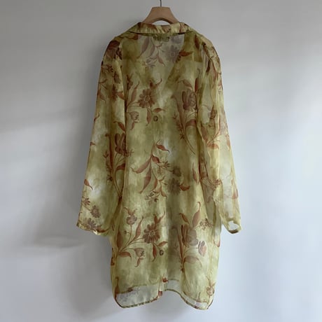 See-through green flower shirt