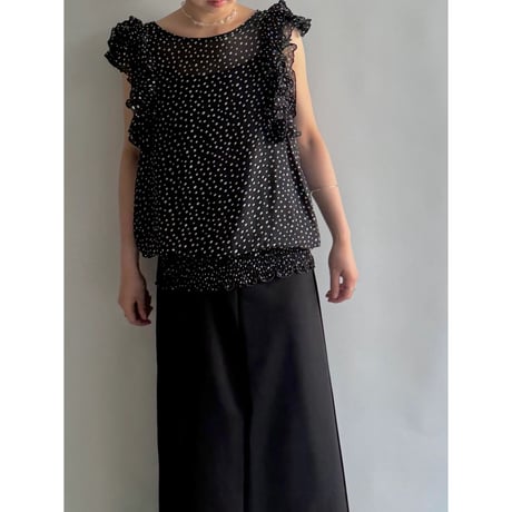 Dot pattern sheer frill tops