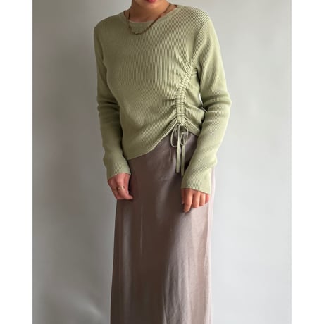 Gathered ribbon rib knit