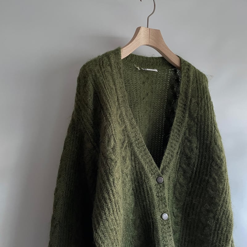Khaki mohair cardigan | and C