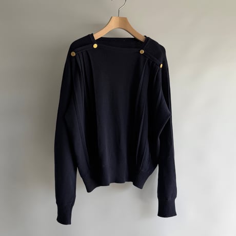 Gold button pleated knit