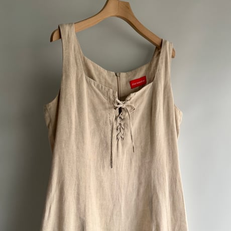 Lace-up linen dress