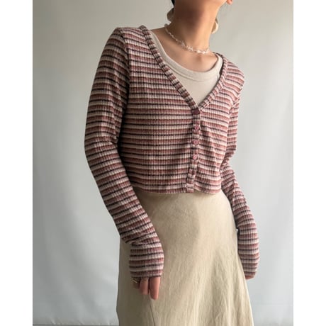 Border short length cardigan