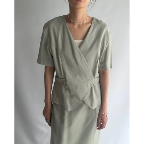 Mint green linen dress