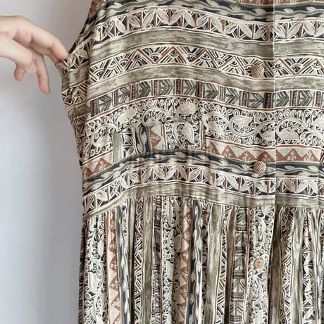 Ethnic pattern one-piece