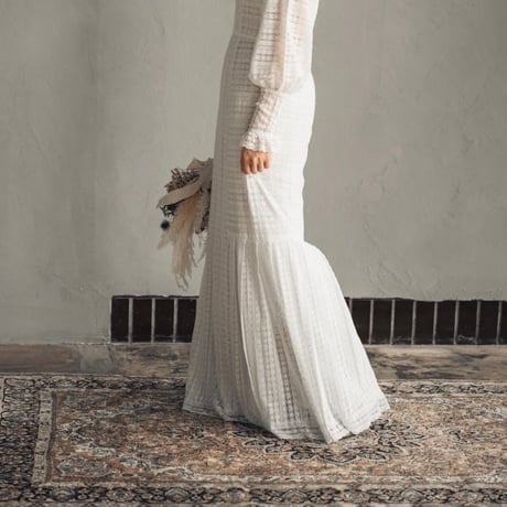 【RENTAL】Full lace high neck dress