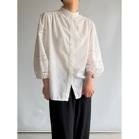Flower lace stand collar blouse