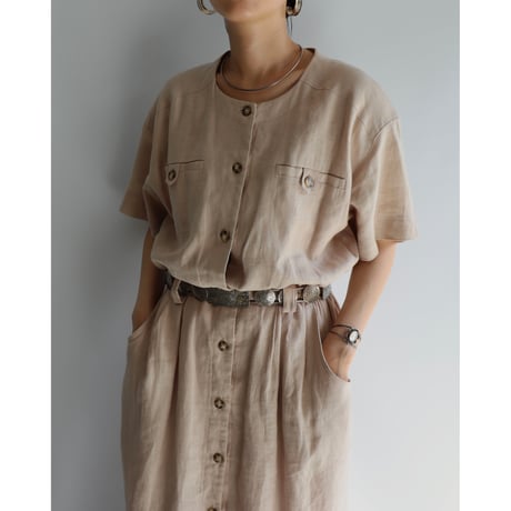 Crew neck linen dress