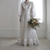 【RENTAL】White organdy high neck dress