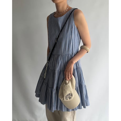 Striped tiered mini dress