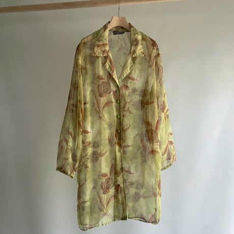 See-through green flower shirt