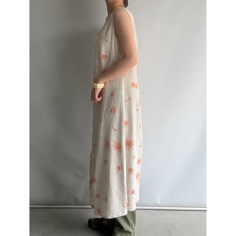 Orange flower sleeveless dress