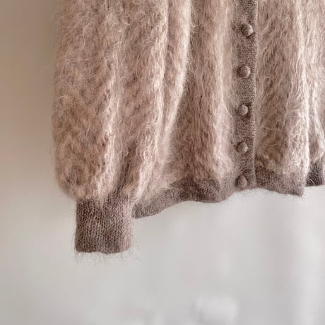 Mohair gray pink knit jacket