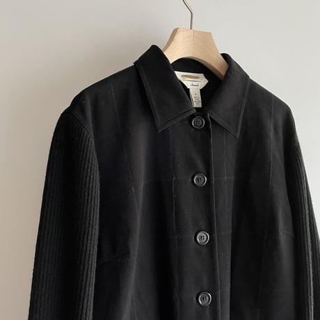 Black faux suede & knit jacket
