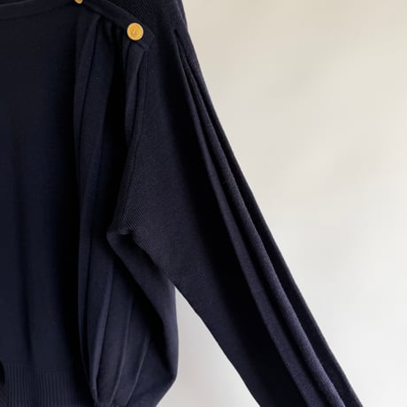 Gold button pleated knit