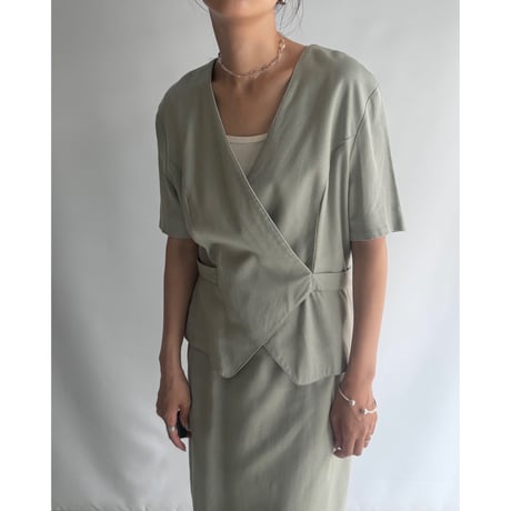 Mint green linen dress