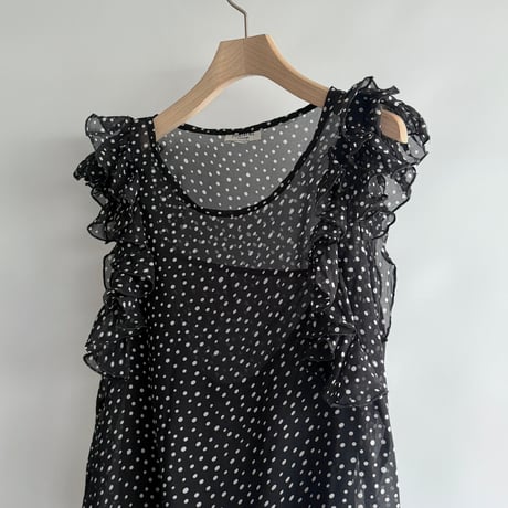 Dot pattern sheer frill tops