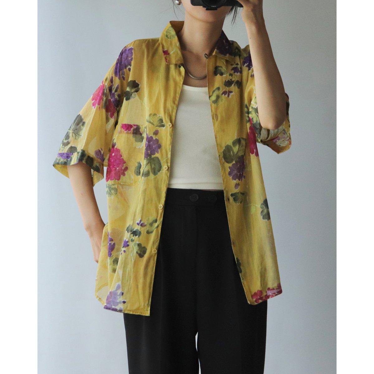 77CIRCA - BELPER FLOWER SHIRT JACKET イエロー シャツ ブラウス 77CIRCA - BELPER FLOWER SHIRT JACKET イエロー シャツ