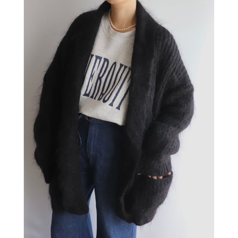 Black mohair over cardigan | and C Black mohair over cardigan | and C