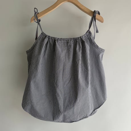 Ribbon gather camisole (Navy)