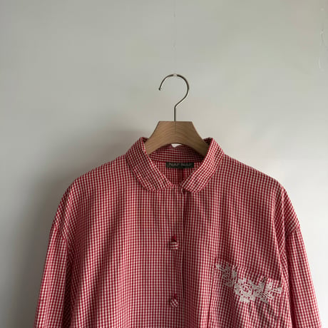 Red gingham check shirt