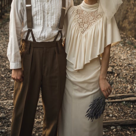 【RENTAL】High neck gathered dress