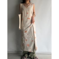 Orange flower sleeveless dress