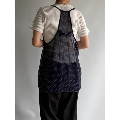 See-through dot pattern ribbon cami