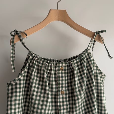 Ribbon gather camisole (Green)