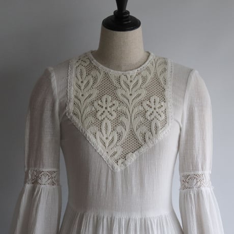 【RENTAL】Gauze cotton tiered dress