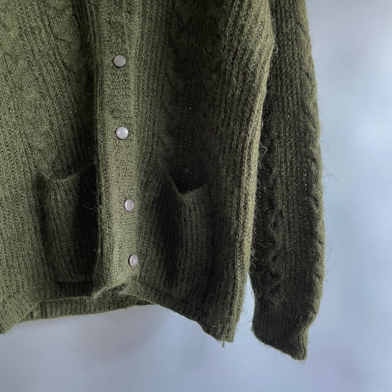 Khaki mohair cardigan | and C