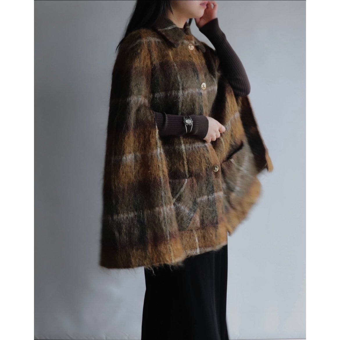 Vintage mohair poncho（brown） | and C