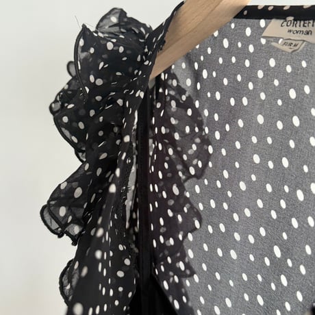 Dot pattern sheer frill tops