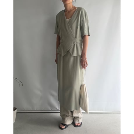 Mint green linen dress
