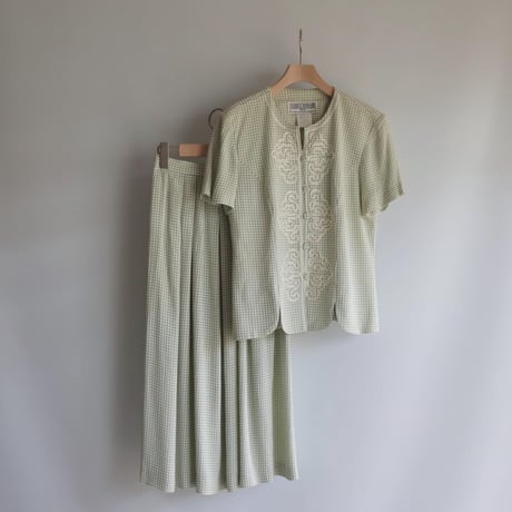 Pale green check setup