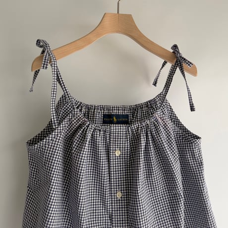 Ribbon gather camisole (Navy)